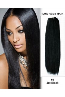 16” Yaki Straight Brazilian Remy Hair Weave Weft Human Hair Extension-#1 Jet Black 16” Yaki Straight Brazilian Remy Hair Weave Weft Human Hair Extension-#1 Jet Black